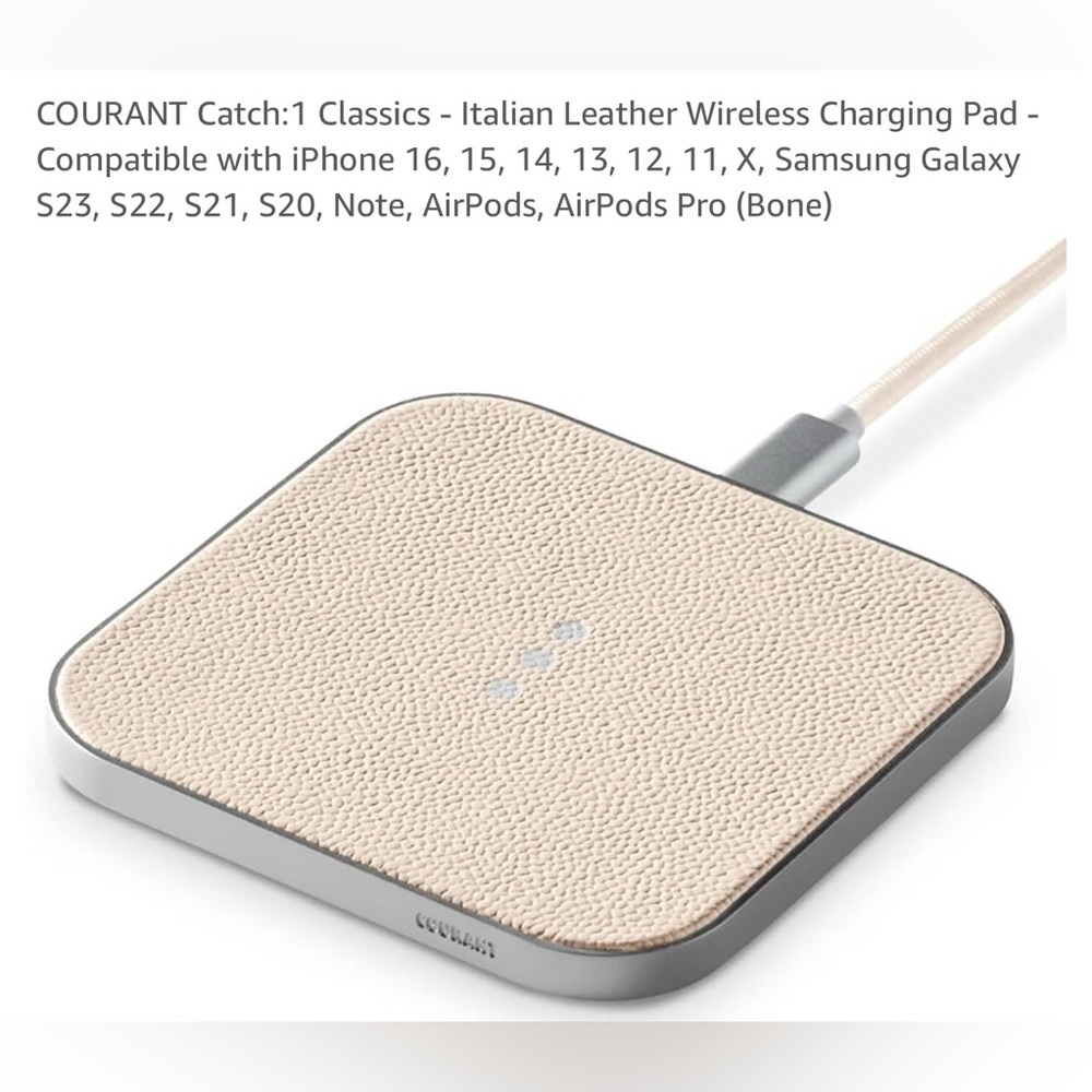 Designer Wireless Charger / Italian Pebble Leather - new in box!